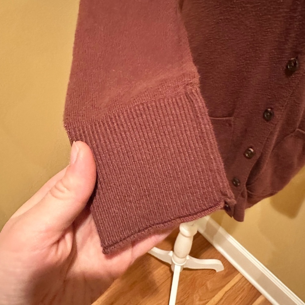 Abercrombie & Fitch Cardigan Sweater Knit Long Y2K Moose Brown Sz S Button Down - Picture 2 of 5